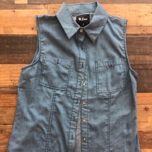 Denim like button up top